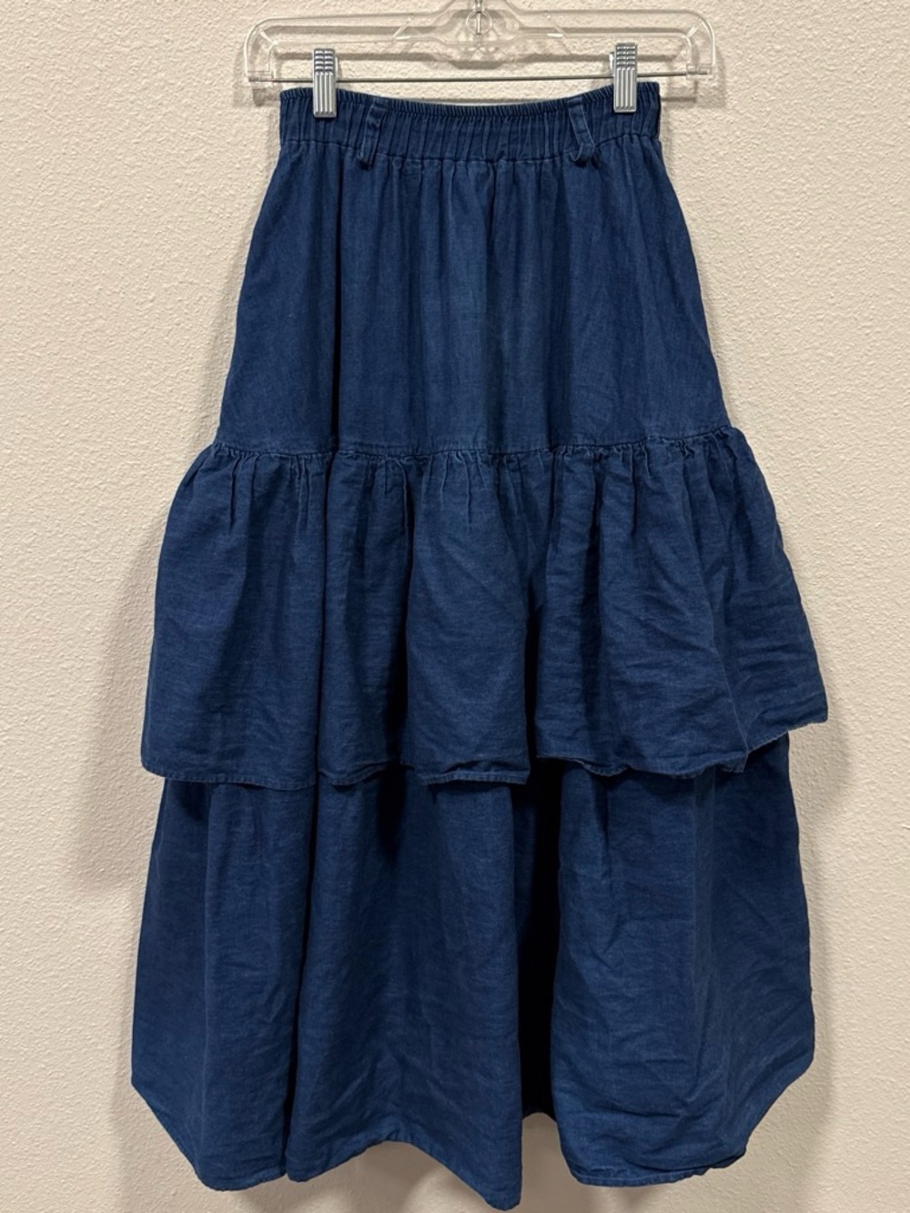 Vintage 80s-90s Pleated Denim Maxi Skirt